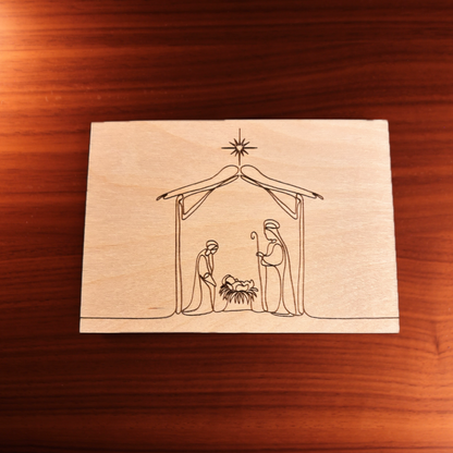 Grußkarte WEIHNACHTEN Krippe LineArt