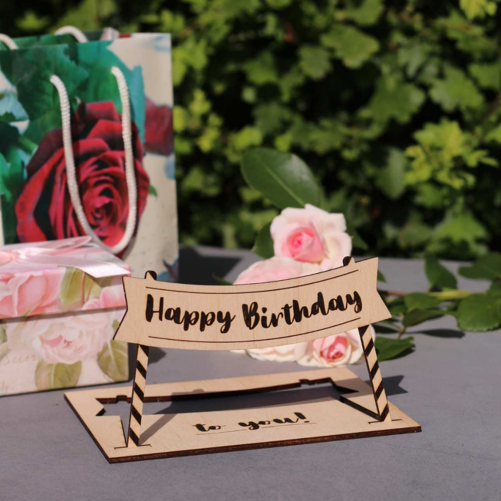 Grußkarte HAPPY BIRTHDAY Aufsteller Girlande