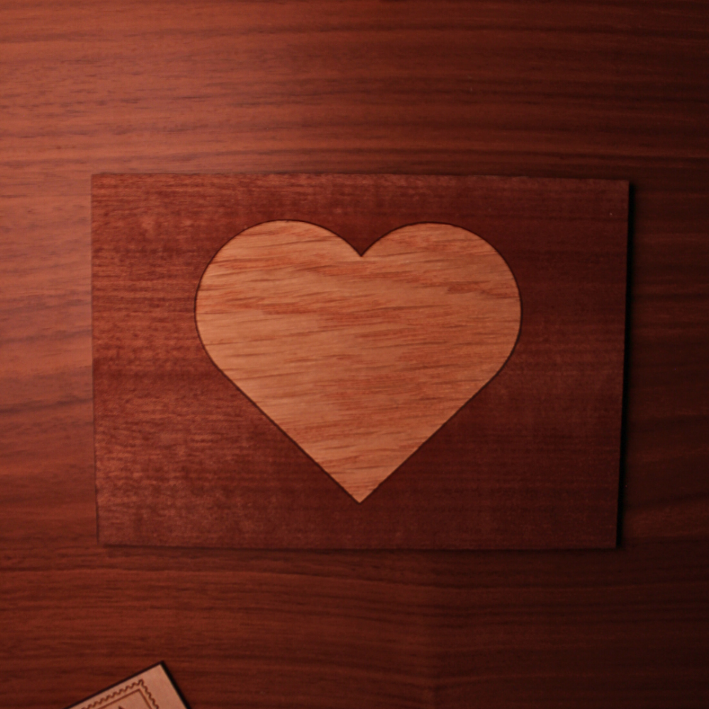 Grußkarte 3er-Set "Herz" - Recycelte Grußkarten aus Holzabfällen der Möbelproduktion