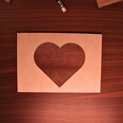 Grußkarte 3er-Set "Herz" - Recycelte Grußkarten aus Holzabfällen der Möbelproduktion